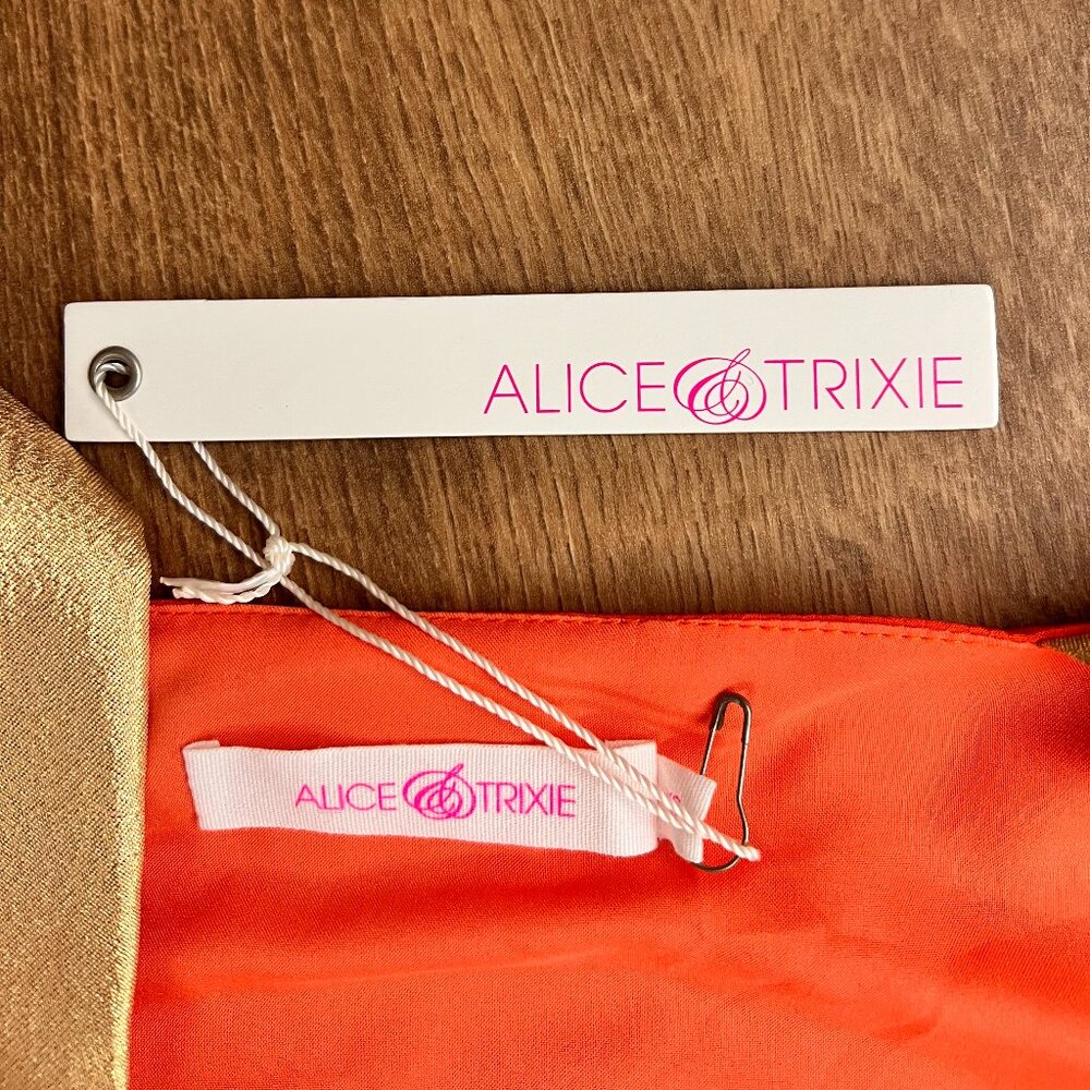 NEW Alice & Trixie Magenta Gold Color Block Mod Silk Dress Sz XS - Picture 2 of 10